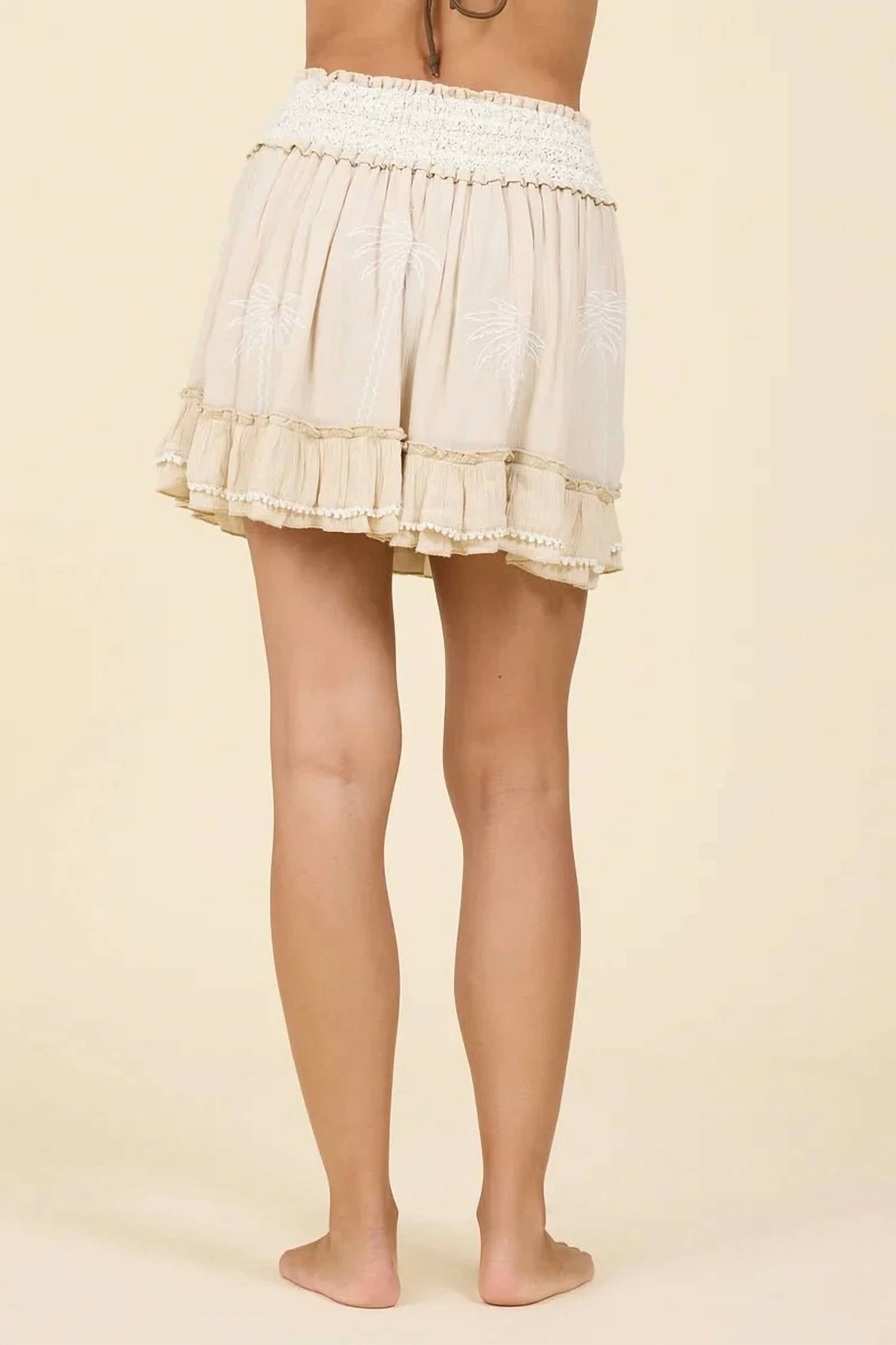 Surf Gypsy - Smocked Skirt With Palm Tree Detail