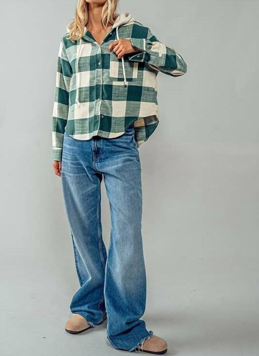 Love Tree - Gingham Shacket With Hood