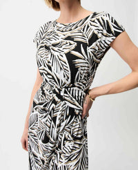 Joseph Ribkoff - Boat Neck Leaves Midi Dress