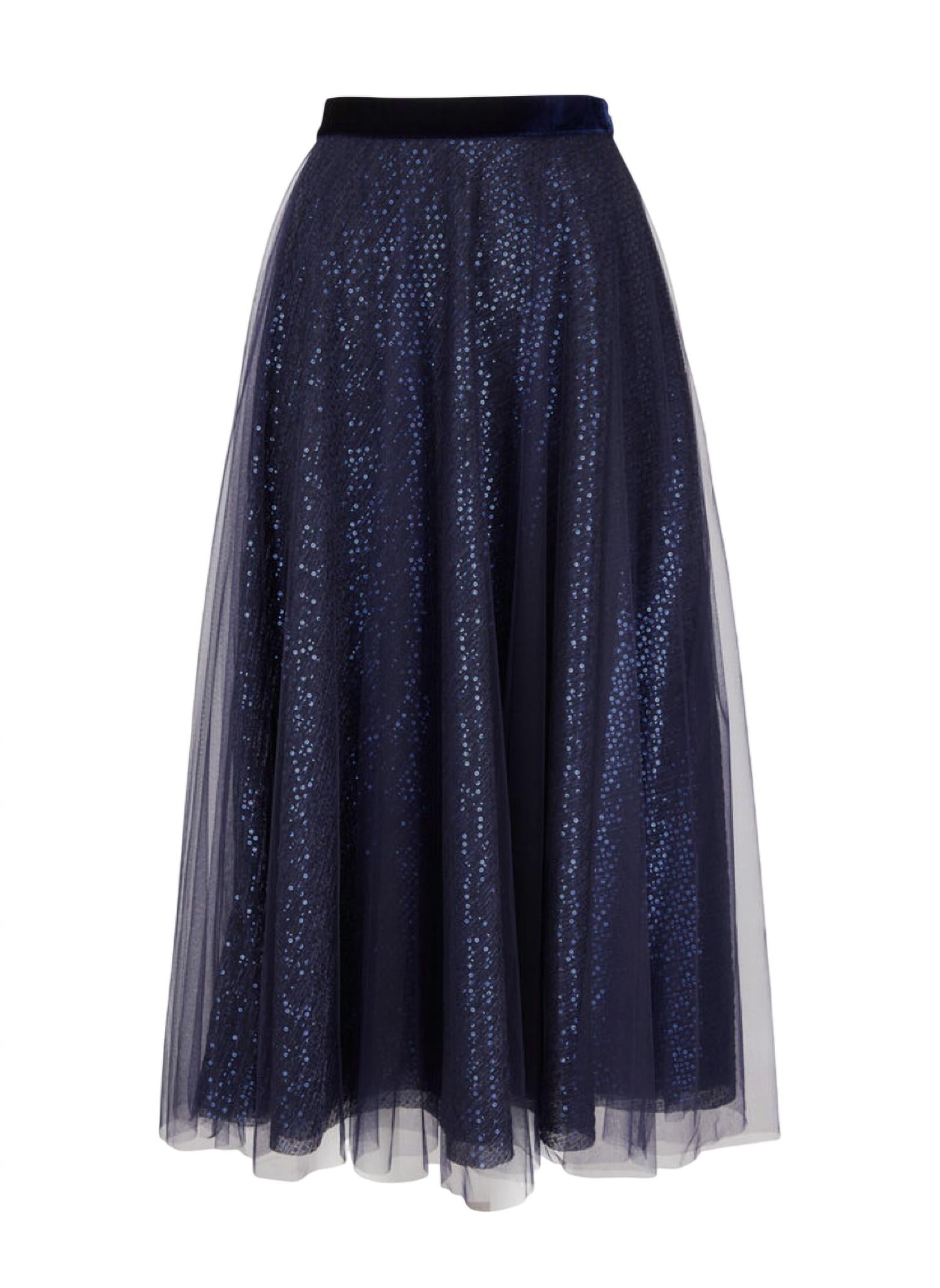 Talbot Runhof - Micro Sequin Voile Skirt
