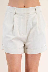 GLAM Coastal Crisp Pleated Shorts in cream - women's shorts