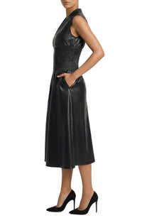 Area Stars Faux Leather Zip Dress in black - women's dress - detail view