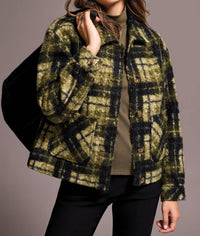 Tribal - Textured Plaid Lined Button-front Jacket