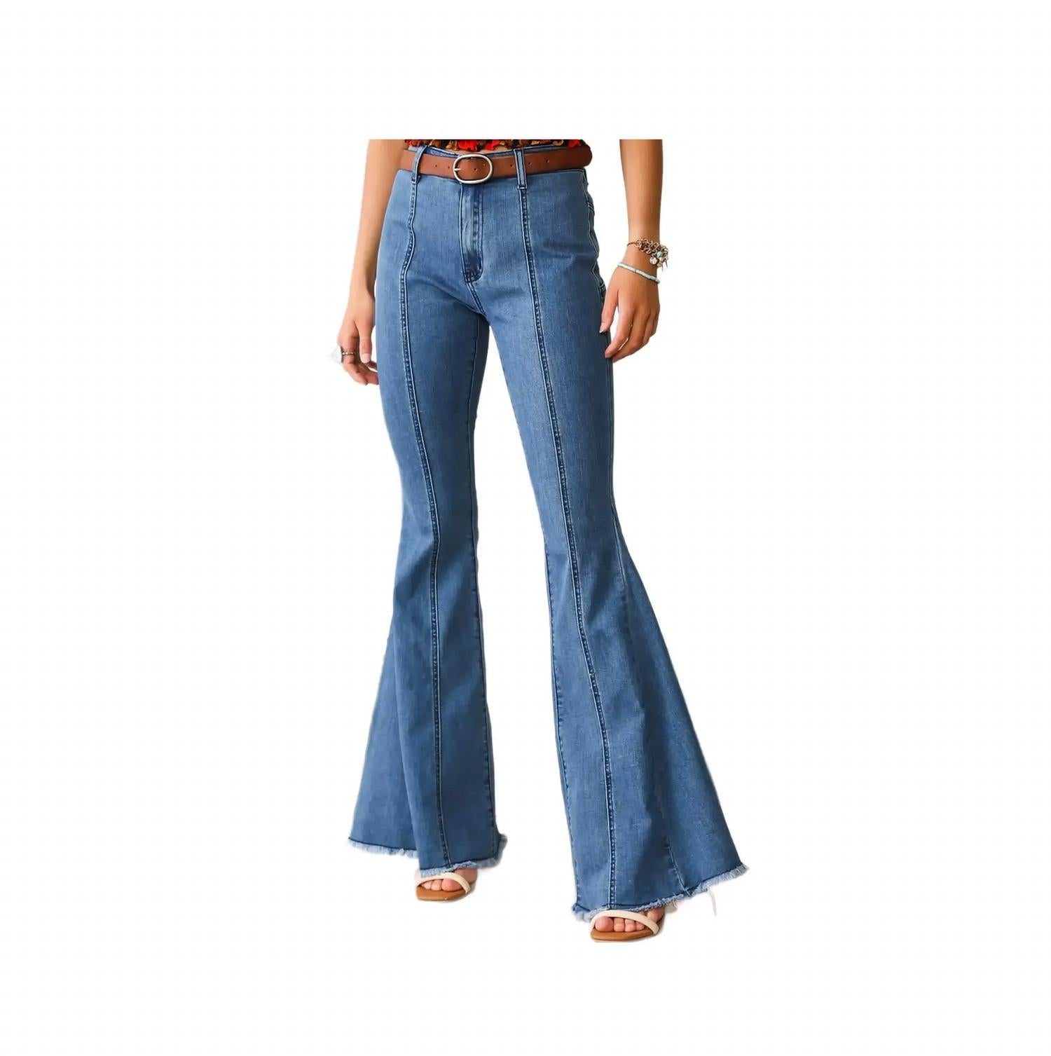 Saints & Hearts - Back Suede Star Flare Denim Pants