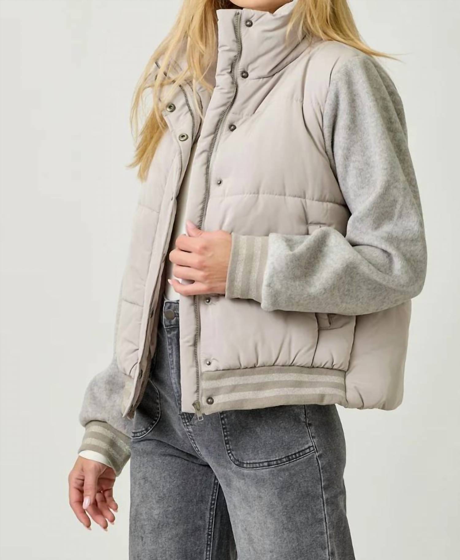 Mystree - Mixed Media Puffer Jacket
