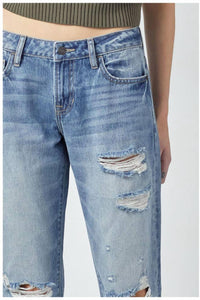 HIDDEN Women's Distressed Boyfriend Jean in blue - women's jeans - view 4
