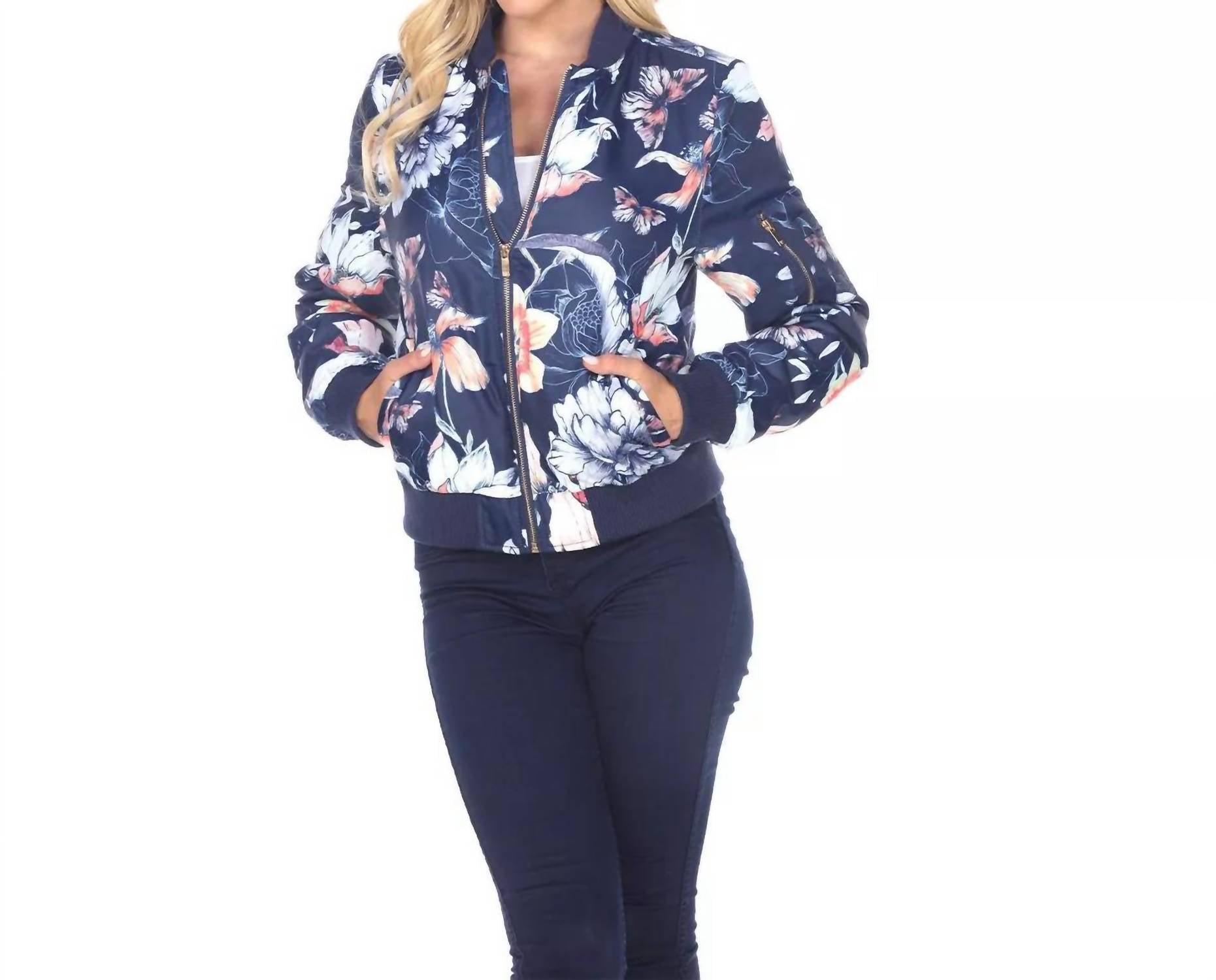 White Mark - Floral Bomber Jacket