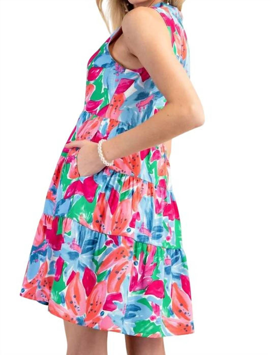 Kori - Side Pocket Floral Tiered Mini Dress