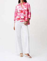 Joseph Ribkoff Novelty Jacquard Floral Print Swing Jacket in pink multi - women's blouse - view 4