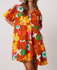 Peach Love - Jasmine Floral Print Gauze Dress