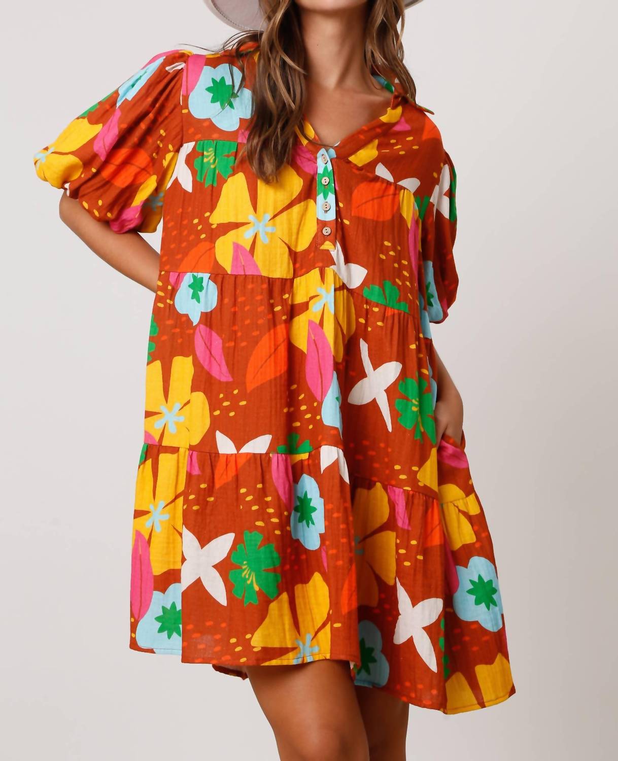 Peach Love - Jasmine Floral Print Gauze Dress