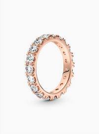 Pandora Women's Sparkling Row Eternity Ring in rose gold - women's jewelry