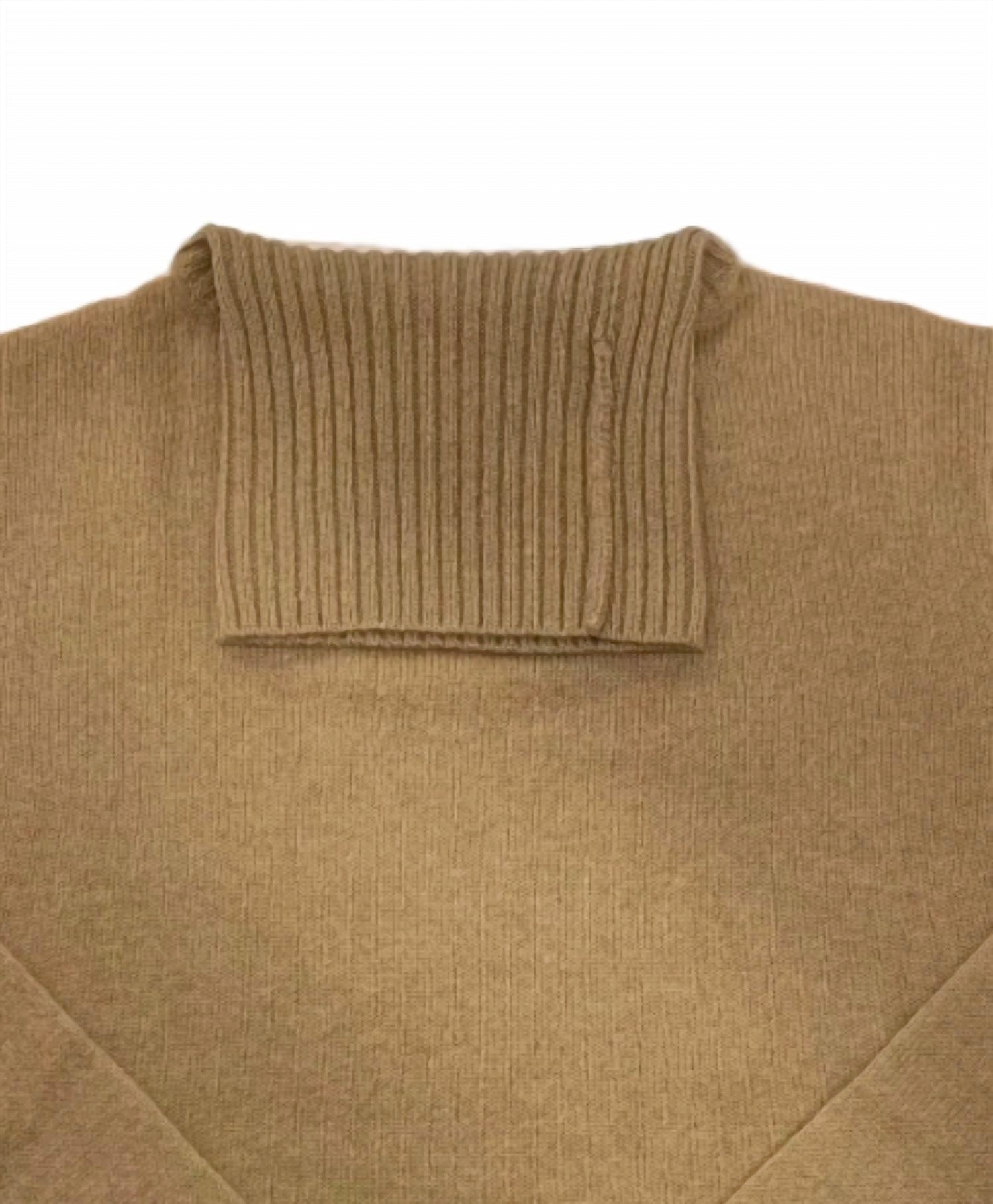 Jumper1234 Women's Lightweight Roll Collar Turtleneck Sweater in sandstone camel - women's sweater - alternate view