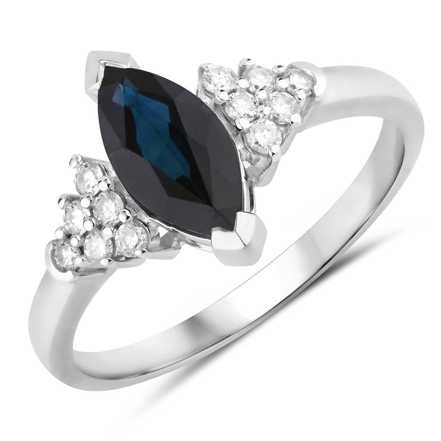 Diana M Jewels Women's Marquise Natural Sapphire Fashion Ring (1.47 Ct) - Petite in 14k white gold - women's jewelry