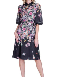 Jade Melody Tam - Aveline A-line 50 Dress With Stand Collar