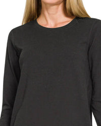 Zenana - Cotton Crewneck Long Sleeve Tee