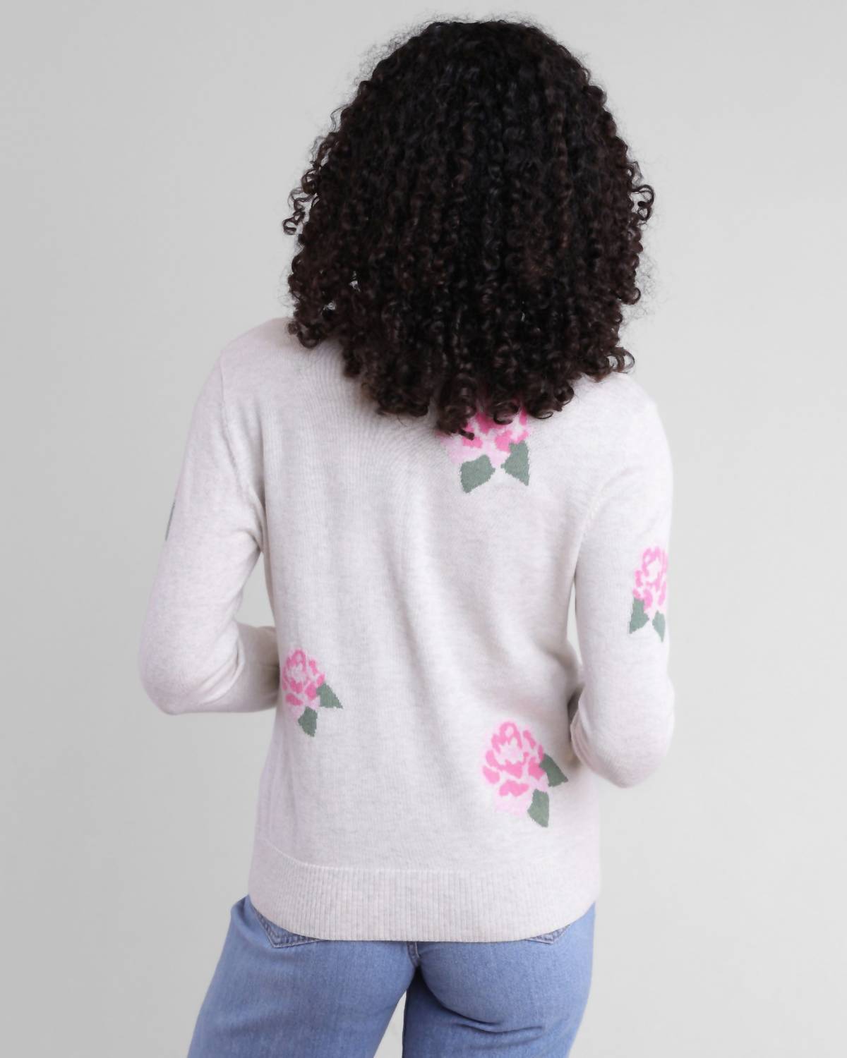 Alashan Cashmere - Cotton Cashmere Earth Angel Rose Crew With Pink Roses
