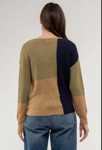 Mine Knit Pullover Sweater in olive multi - women's sweater - detail view