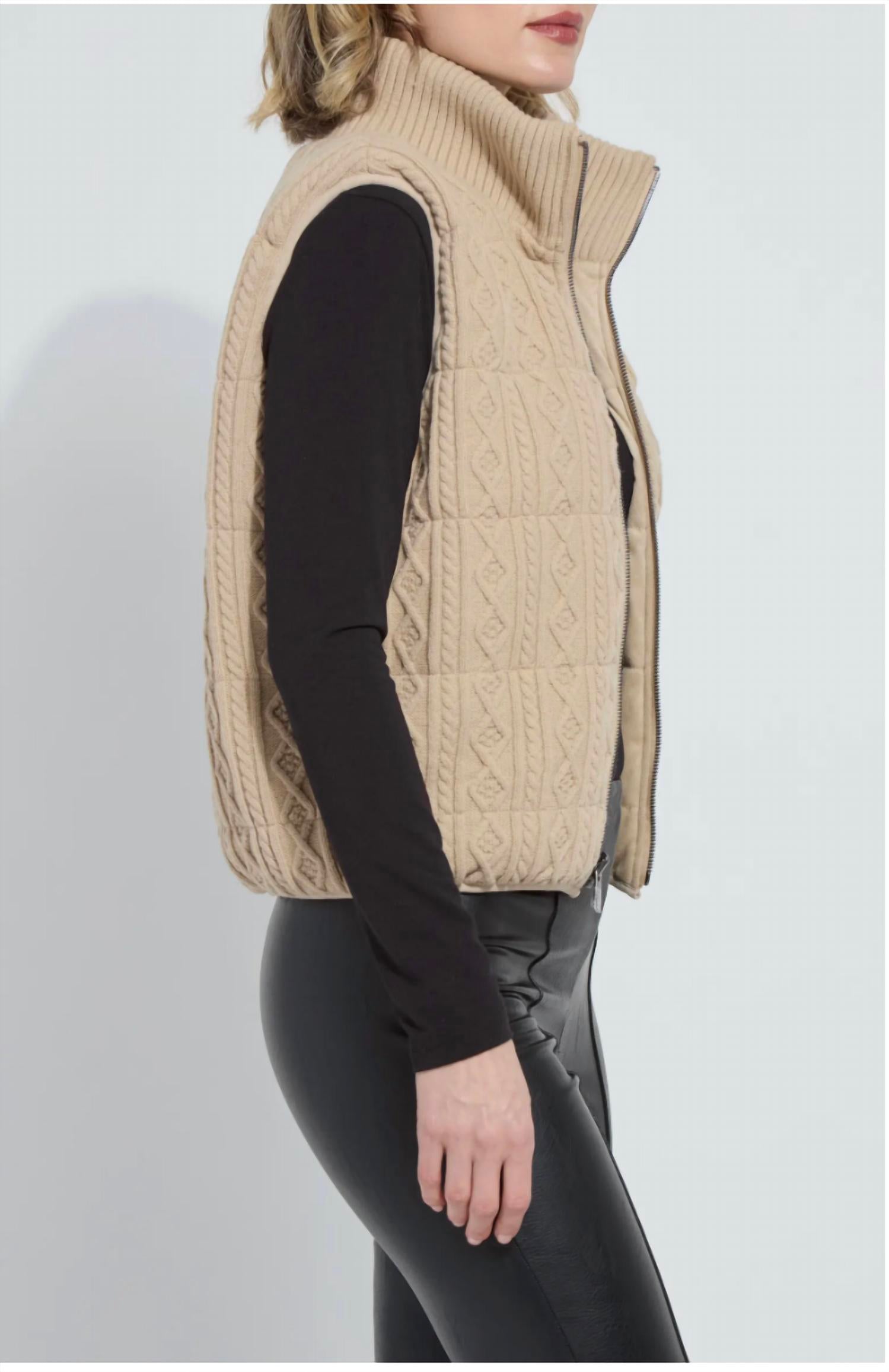 Lysse Petra Reversible Puffer Vest in blond wood - women's jacket - alternate view