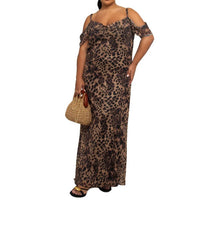 Fashion Szn Curve - Leopard Print Mesh Maxi Dress