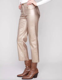 Charlie B - Metallic Wax Twill Flare Leg Pant