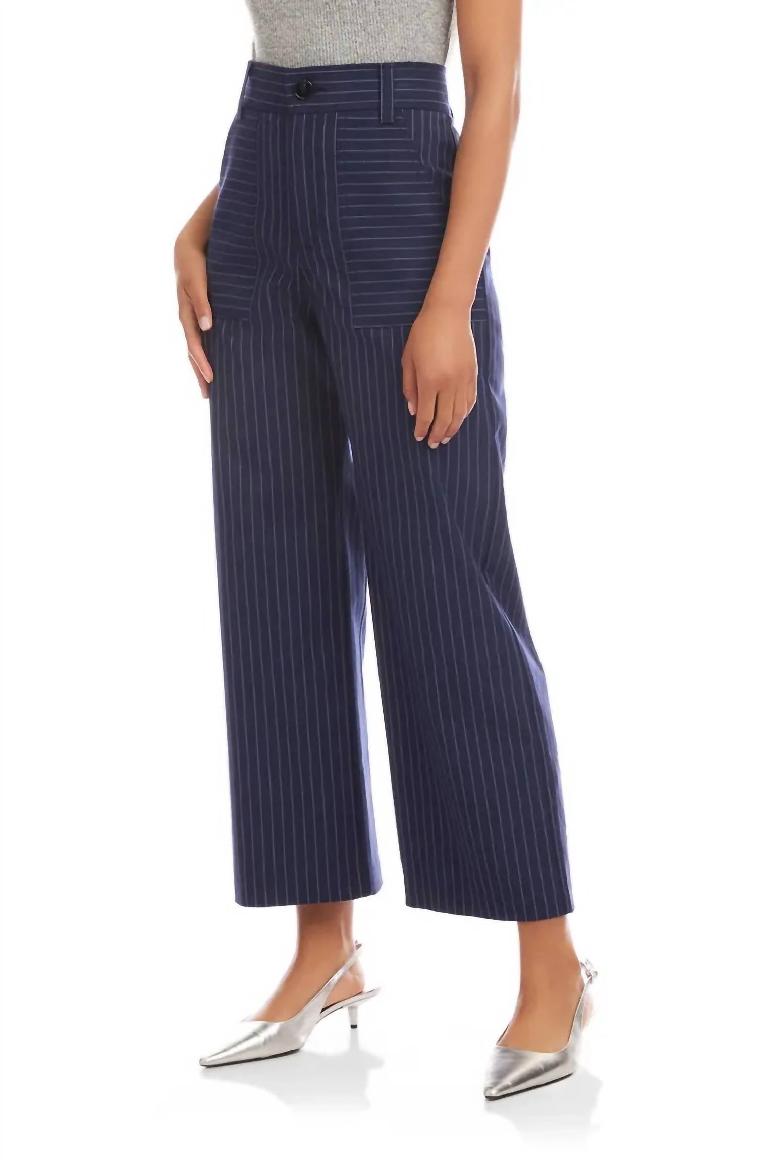 Fifteen Twenty Rylee Cropped Pants in stripe - women's pants - detail view