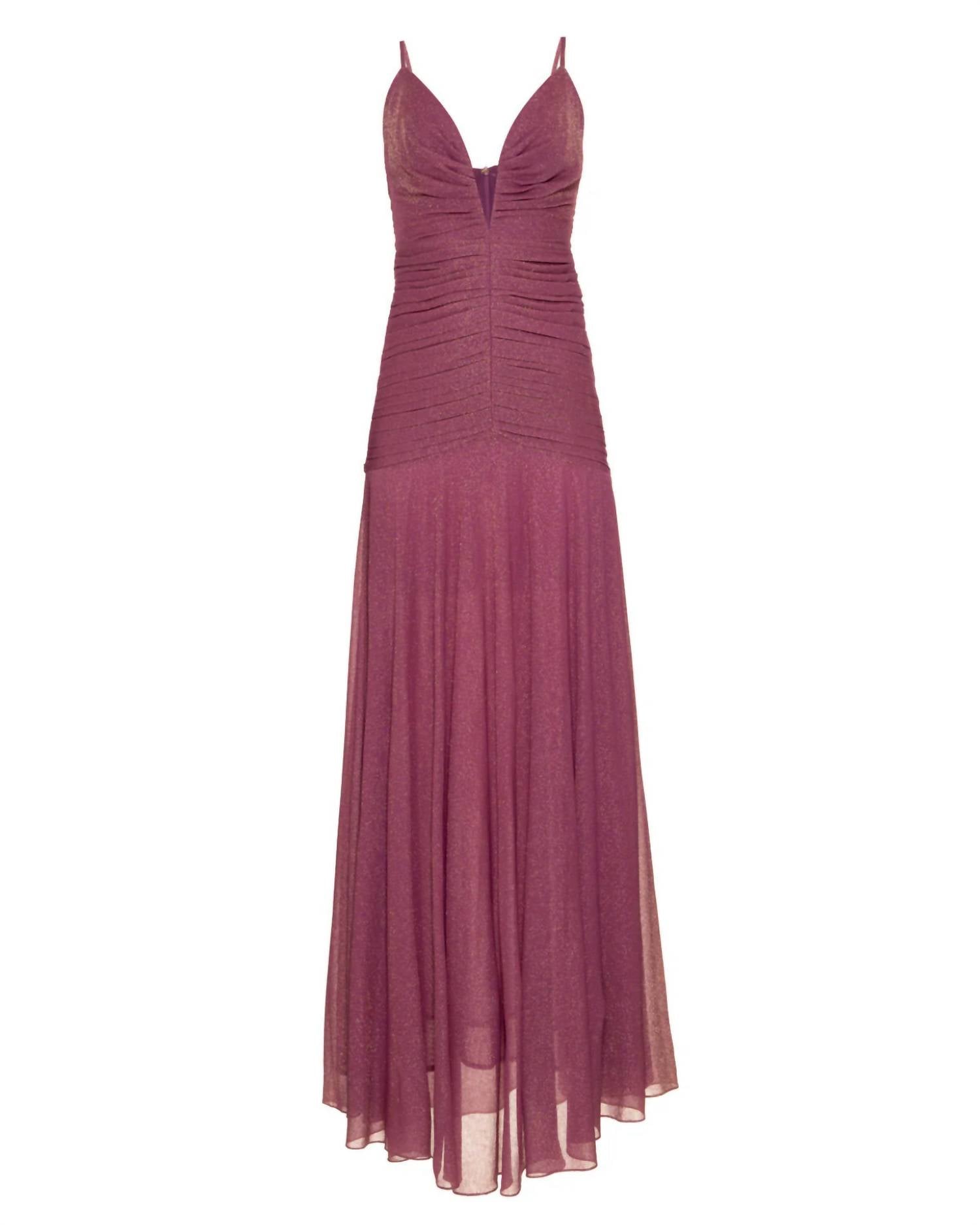 Patbo - Metallic Plunge Maxi Gown