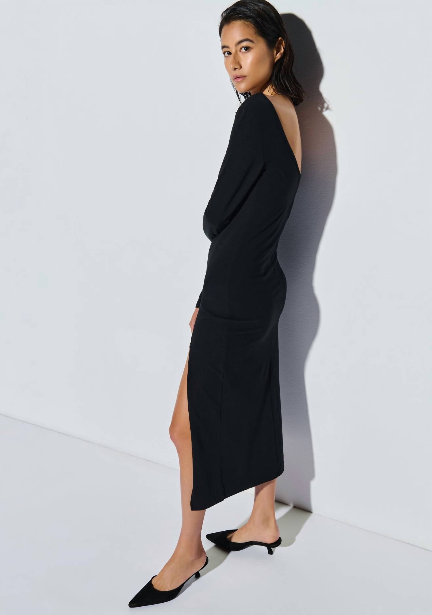 Nation LTD Alma Column Dress in jet black - women's dress - alternate view