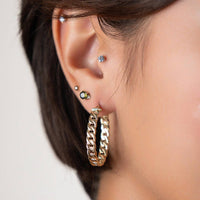 Gold & Honey - Women's Curb Link Oval Hoop Earrings
