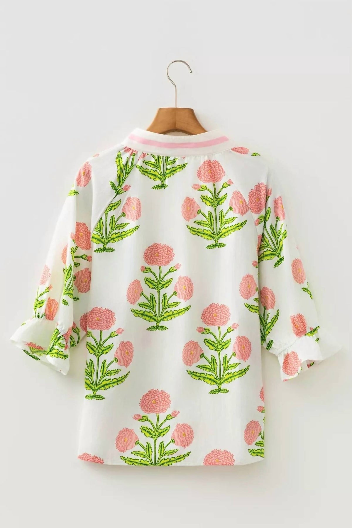 Little Daisy Closet - Women's Floral Blooms Collared V Neck Top - Plus
