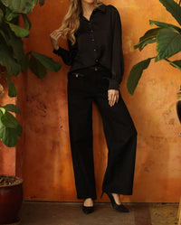Joseph Ribkoff - Rhinestone Cowl Back Satin Blouse