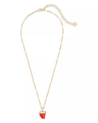 Kendra Scott Women's Oleana Pendant Necklace in gold red mother of pearl - women's jewelry - detail view