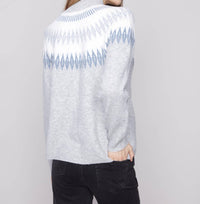 Charlie B - Jacquard Mock Neck Raglan Sweater