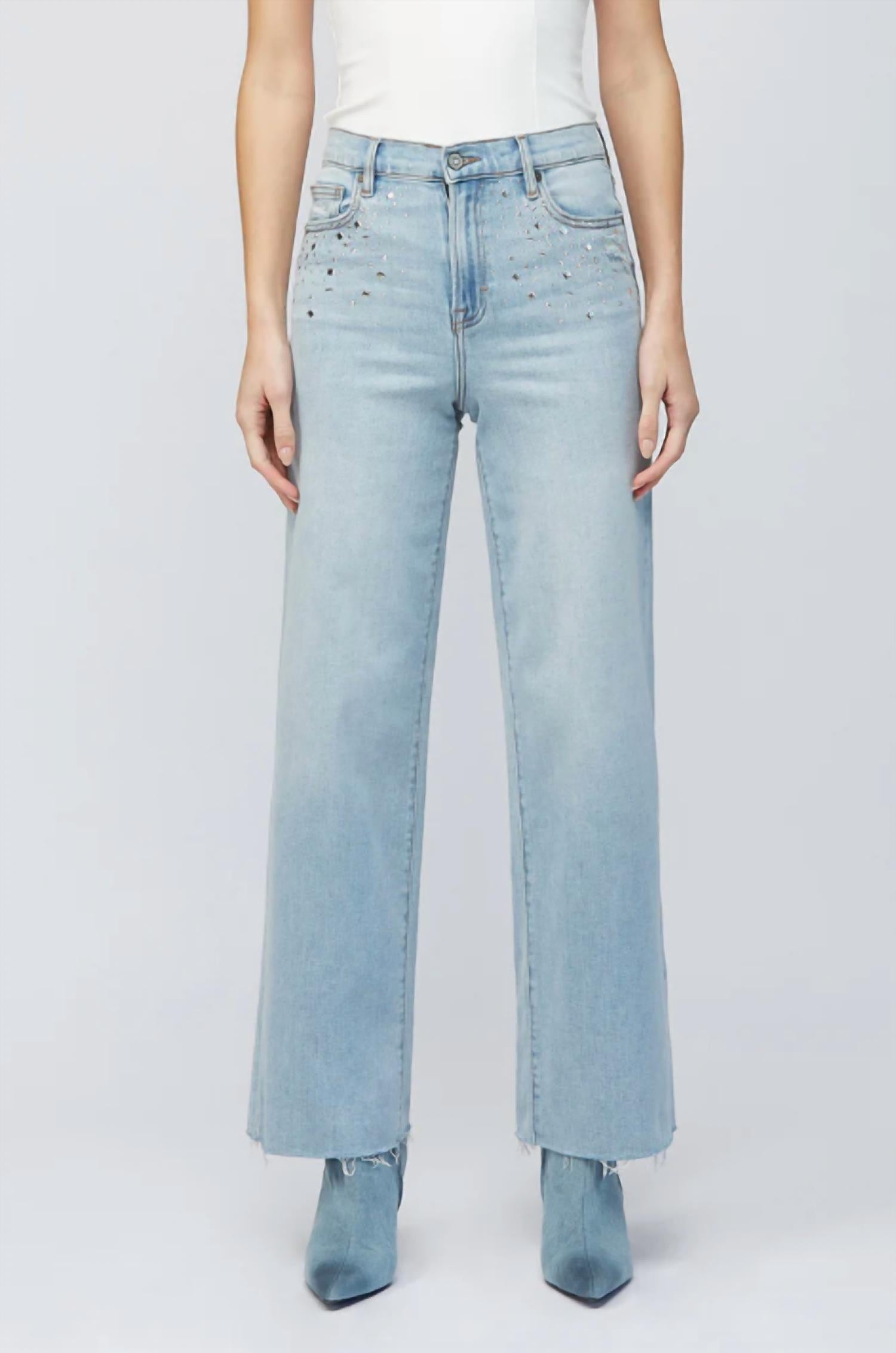 HIDDEN Loga Hotfix Denim Jeans in blue - women's jeans - detail view