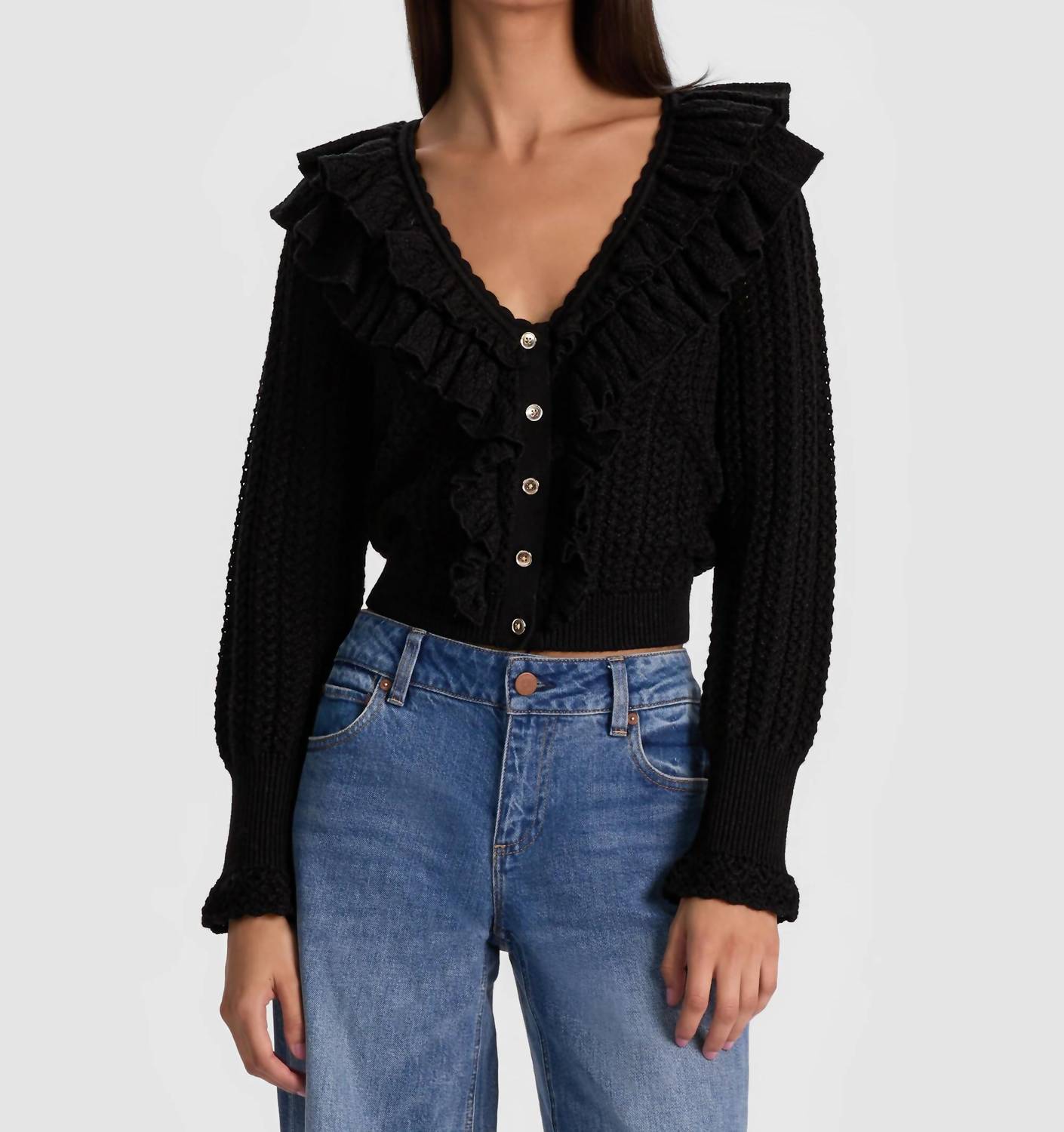Alice + Olivia - Women's Eileen Ruffle Cardigan