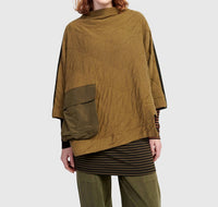 ALEMBIKA Urban Sah Quilted Pullover Sweater in khaki - women's sweater