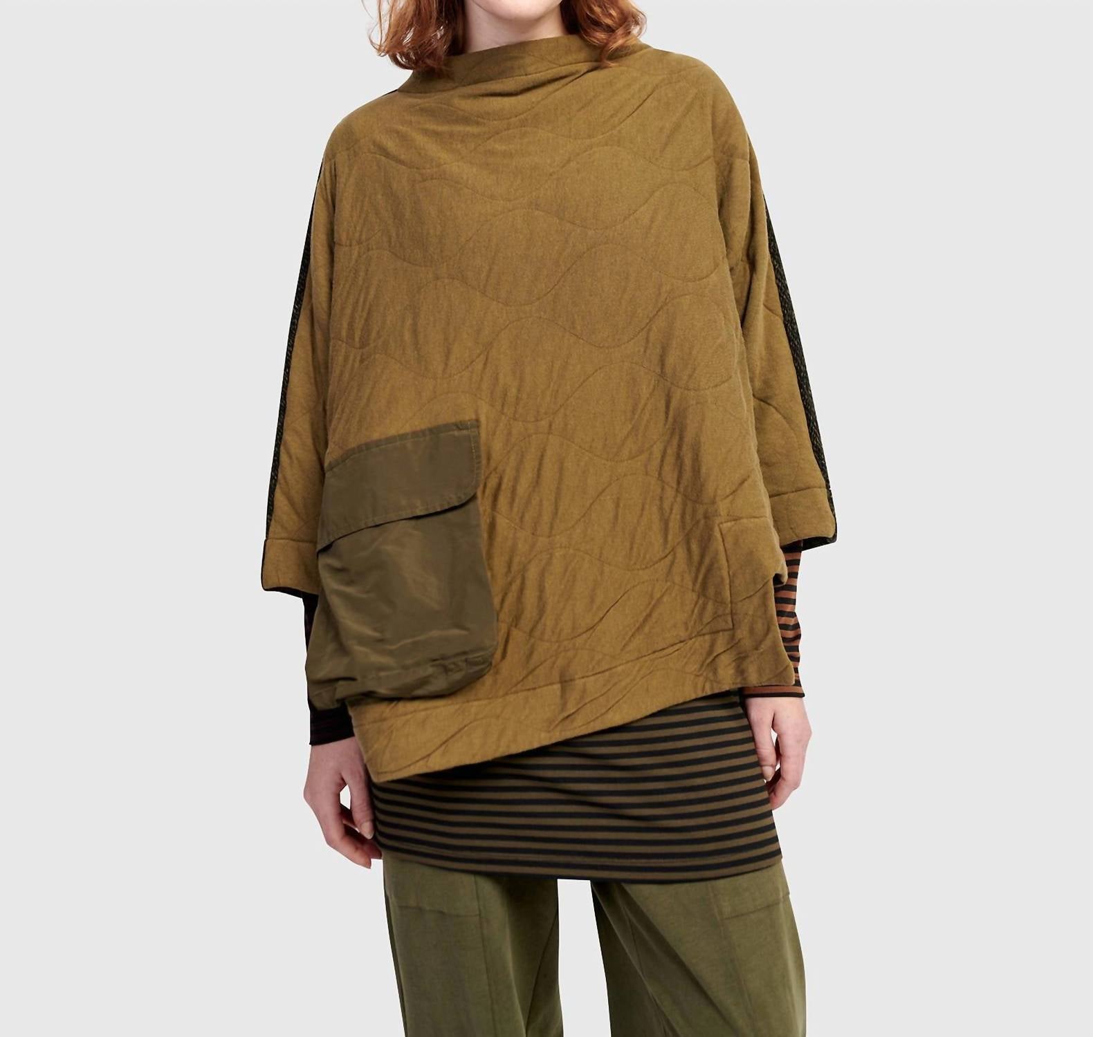 ALEMBIKA Urban Sah Quilted Pullover Sweater in khaki - women's sweater