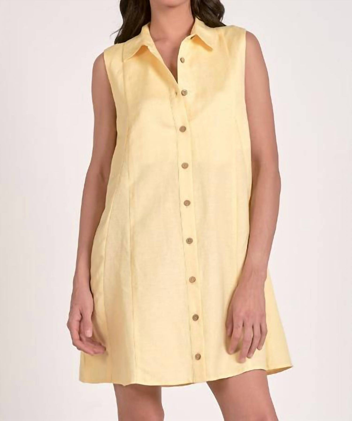 ELAN Daffodil Linen Dress in yellow - women's dress - detail view