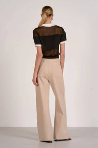 Elan - Semi Sheer Colorblock Top