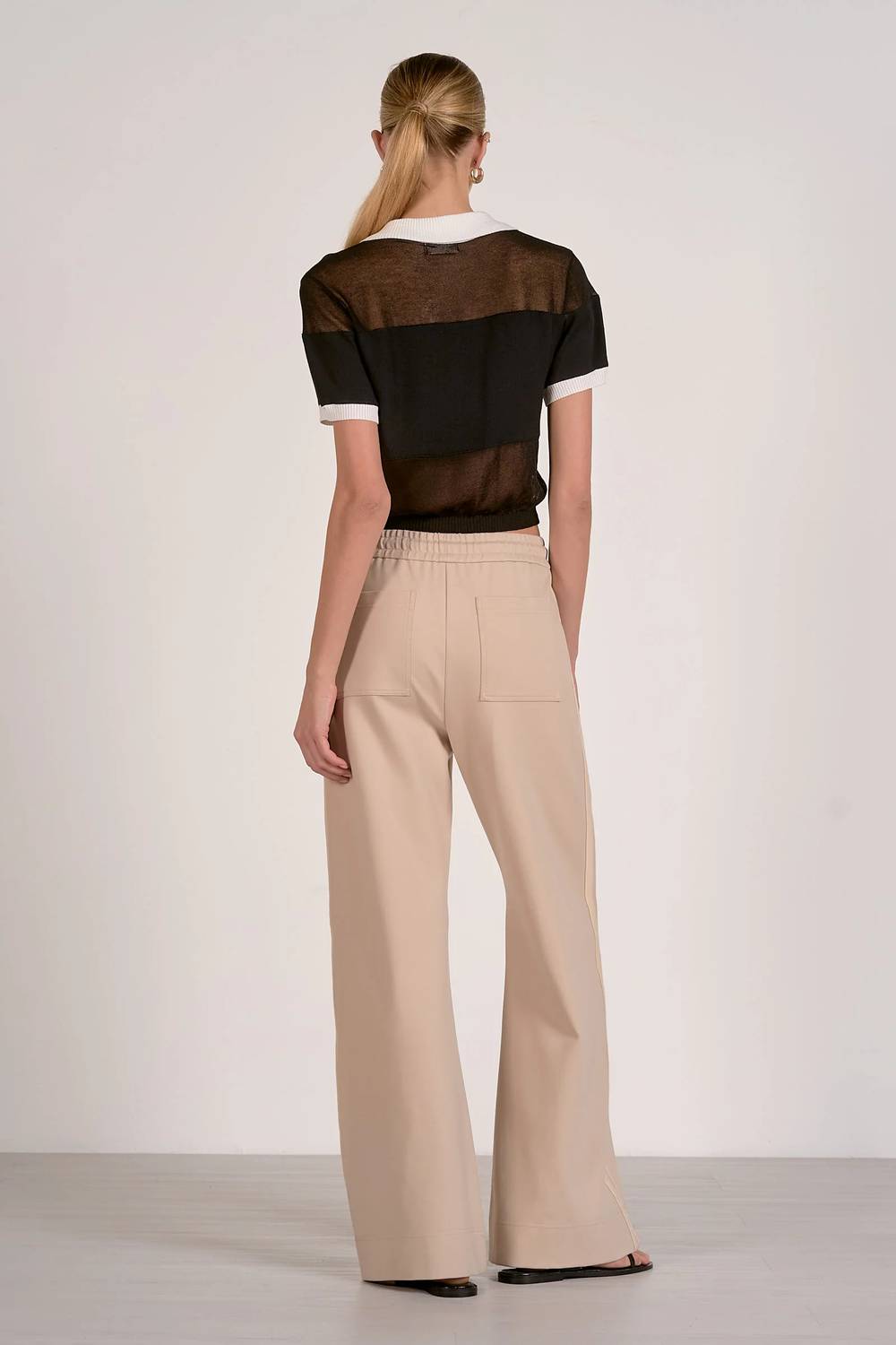 Elan - Semi Sheer Colorblock Top