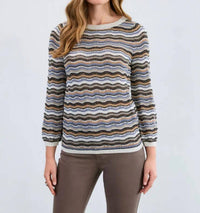 Fdj - Tayla Three Quarter Sleeve Wave Stitch Sweater