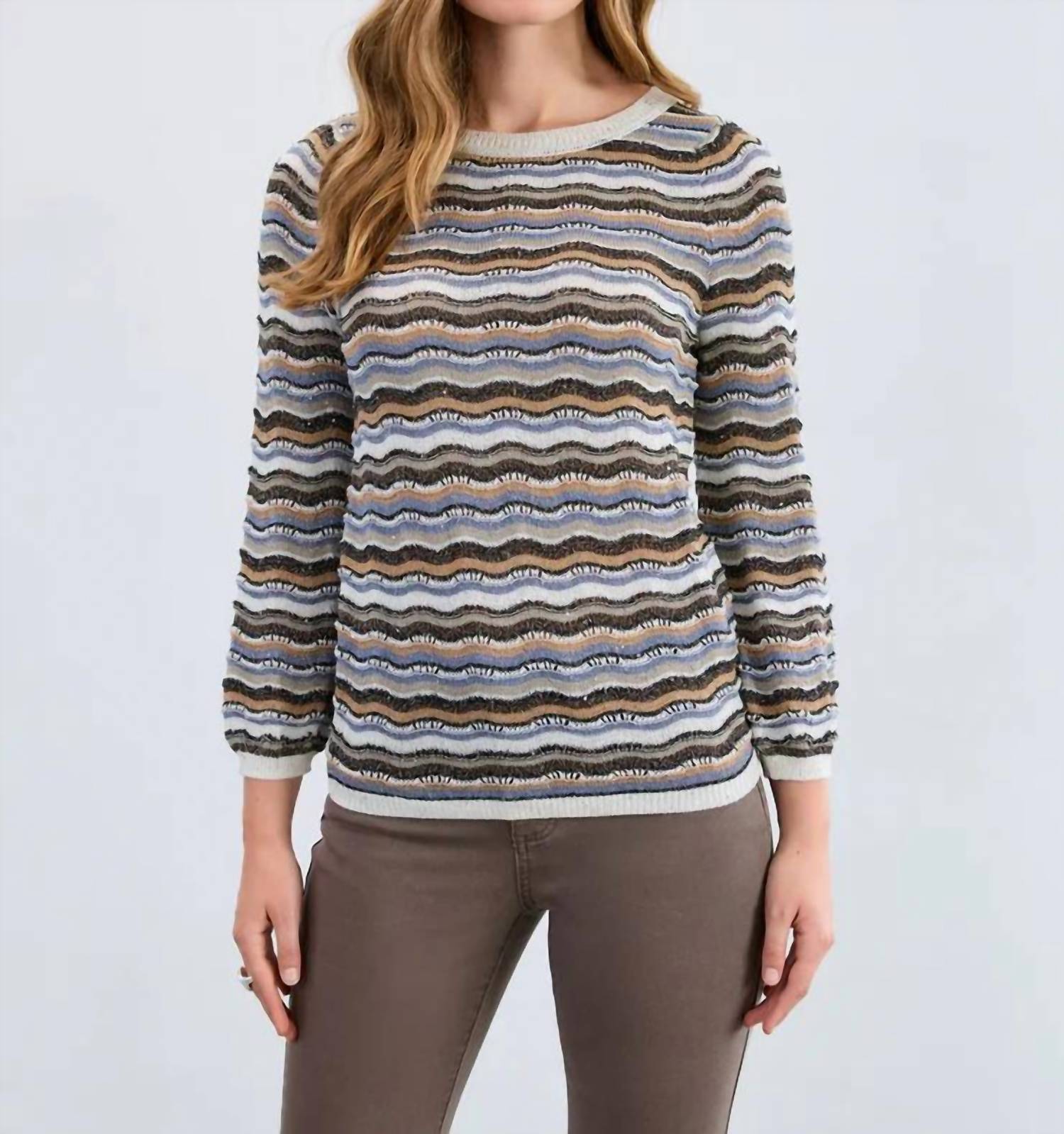 Fdj - Tayla Three Quarter Sleeve Wave Stitch Sweater