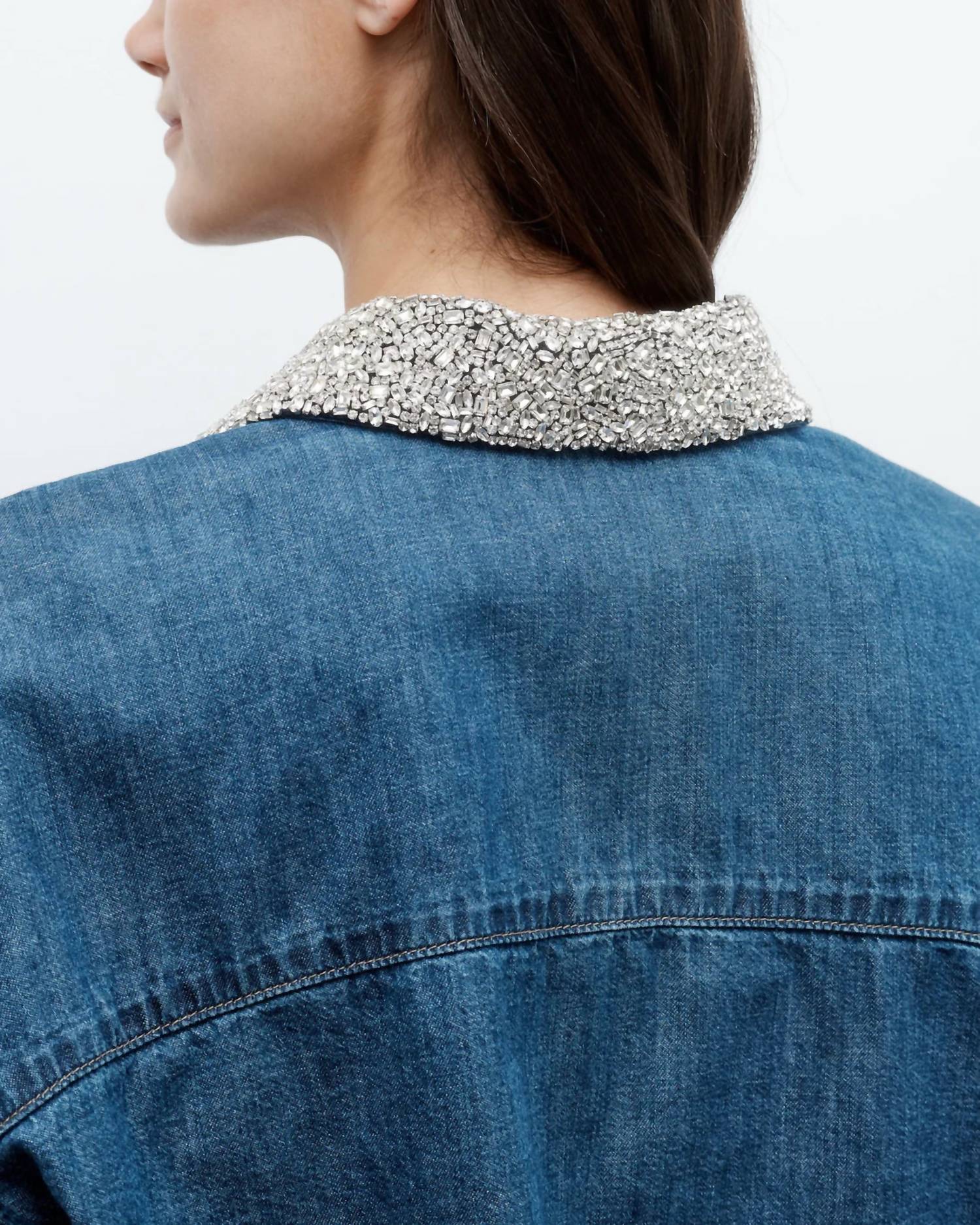 Twp - My Ex's Denim Jacket With Crystal Collar