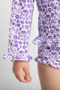 Florence Eiseman - Girls Floral Print Rashguard Swimsuit With Ruffle
