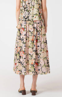 Dex Clothing Smocked Waist Midi Skirt in beige - women's skirt - alternate view