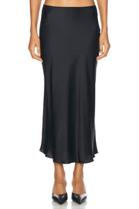 SABLYN Miranda Scallop Trim Bias Cut Pull On Midi Skirt in black - women's skirt - view 5