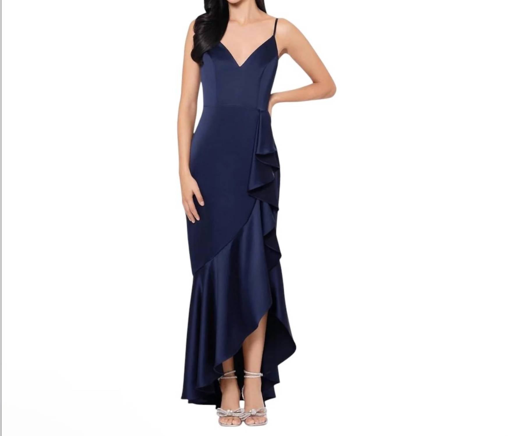 Xscape - Satin Ruffle High Low Formal Dress