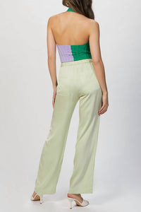 TWO-TONE HALTERNECK BODYSUIT