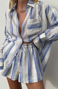 KIVARI Isabelle Shirt in blue stripe - women's shirt - view 6