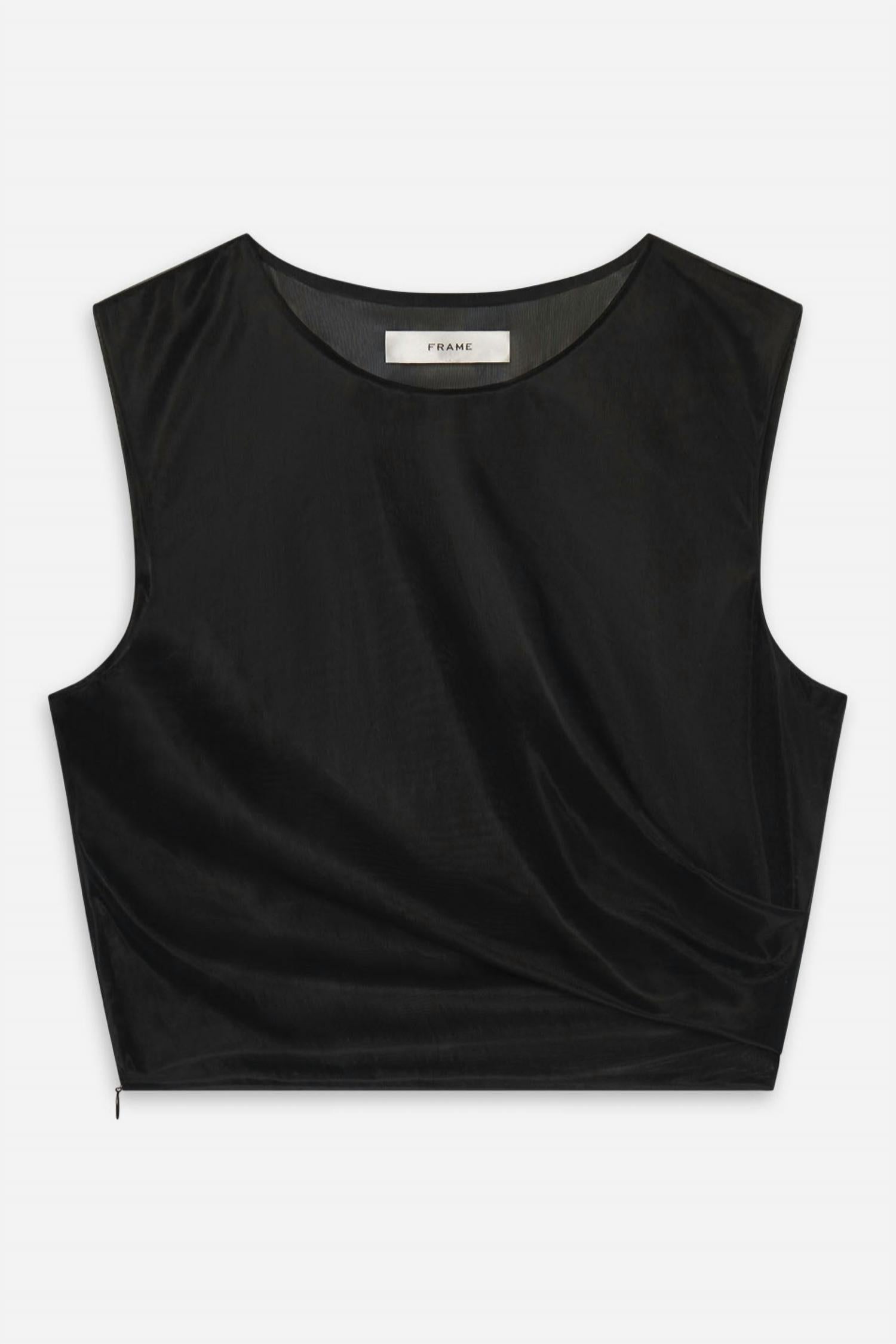 FRAME Women's Mesh Twist Tank in black - women's tank top